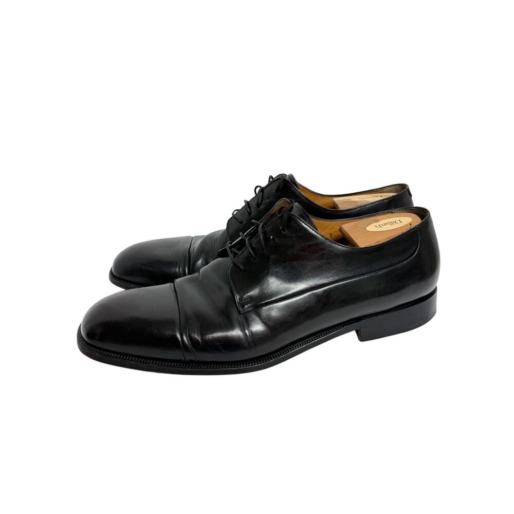 Santoni Classico Cap Toe Oxford Dress Shoes Mens 13 D Black Pebble Grain Leather